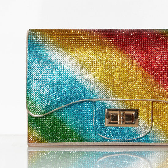 Rainbow Crystal Embellished Shoulder Bag