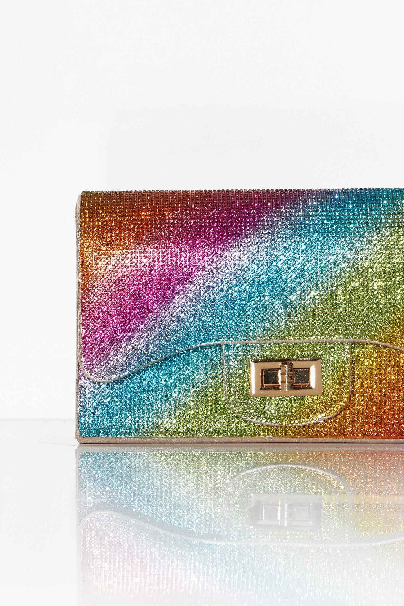 Rainbow Crystal Embellished Shoulder Bag