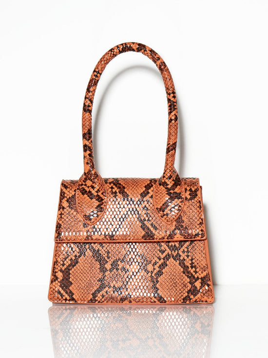 Oh, I See You Snake Print Bag- Orange