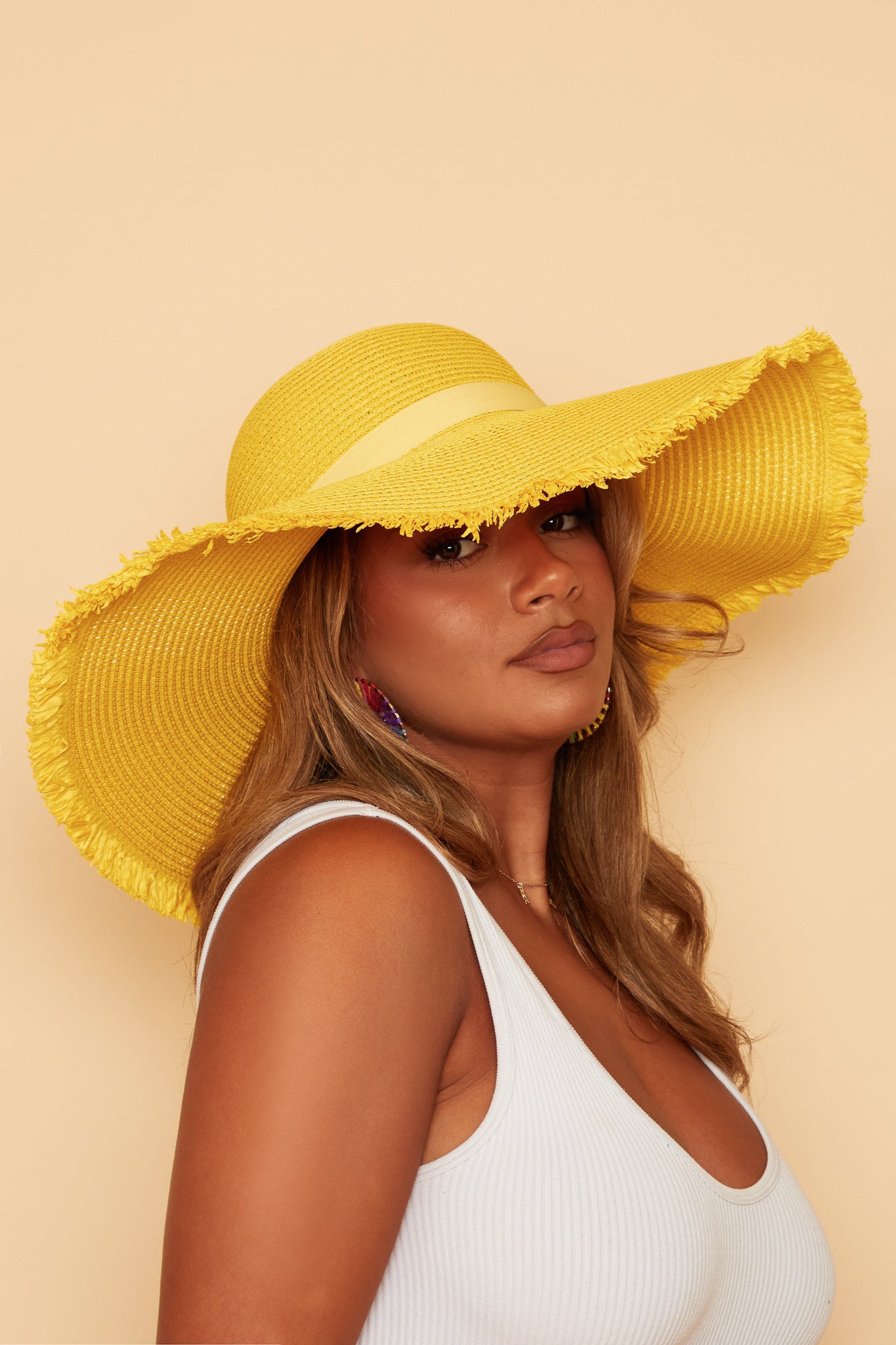 Yellow Oversized Woven Sunhat