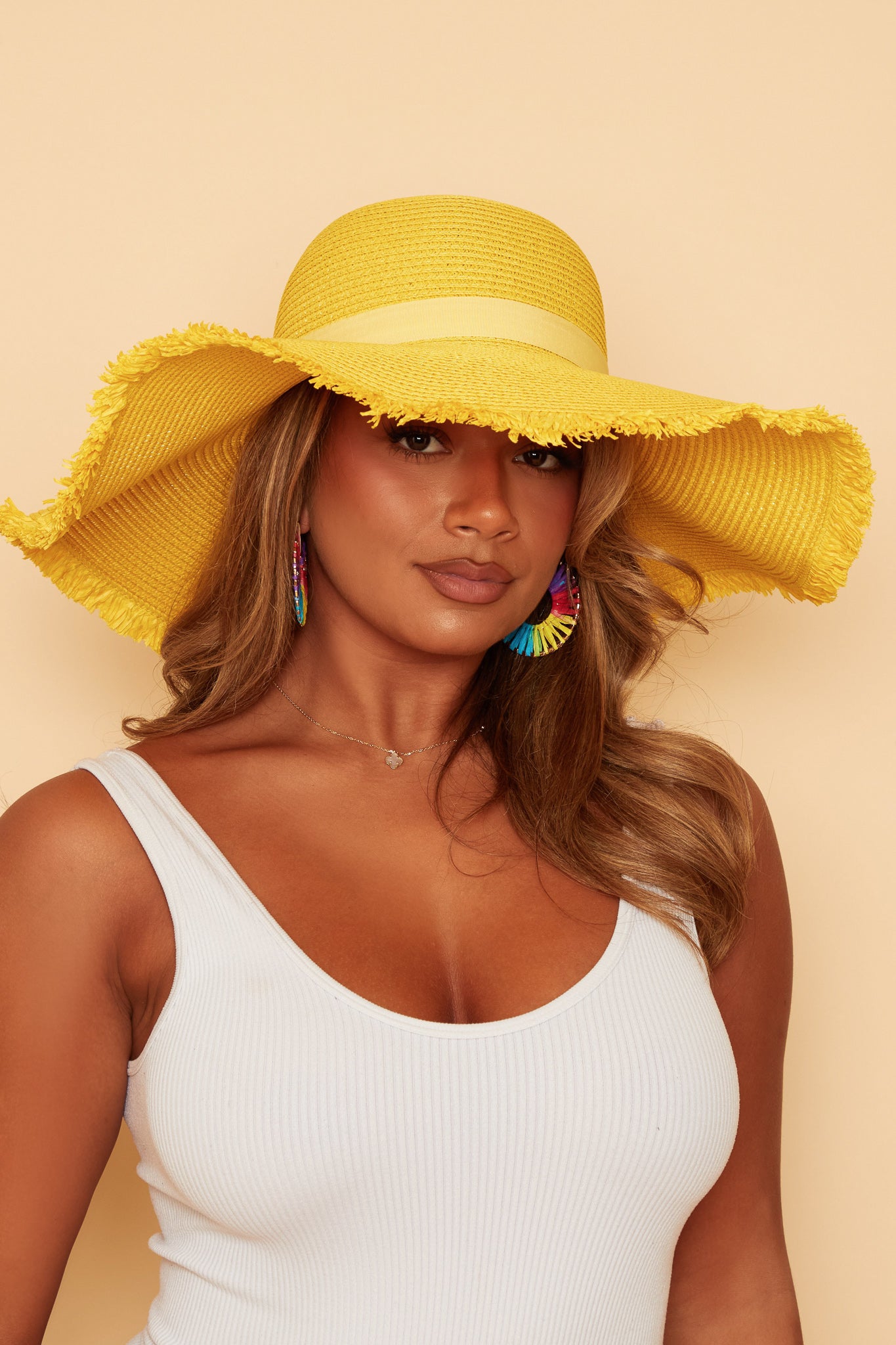 Yellow Oversized Woven Sunhat